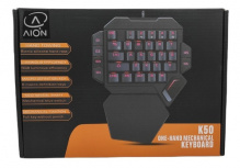 Teclado Gamer Aion K50 RGB Una Mano, Teclado Mecánico, Cherry MX Blue, Alámbrico, Negro