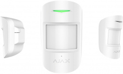 AJAX Sensor de Movimiento PIR y Ruptura de Cristal CombiProtect, Inalámbrico, Anti-Pet, hasta 12 Metros, Blanco