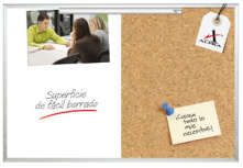 Alfra Tablero de Corcho Mixto, 60x90cm, Marrón/Blanco