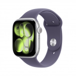 Apple Watch Watch Series 11 GPS, Caja de 46 mm Aluminio Color Plata, Correa Deportiva S/M Color Morado Niebla