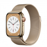 Apple Watch Series 8 GPS + Cellular, Caja de Aluminio Color Dorado Estelar de 41mm, Correa Milanés Dorado