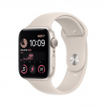 Apple Watch SE GPS, Caja de Aluminio Color Blanco Estelar de 44mm, Correa Deportiva Color Blanco Estelar