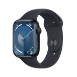 Apple Watch Series 9 GPS, Caja de Aluminio Color Medianoche de 45mm, Correa Deportiva S/M Color Medianoche