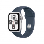 Apple Watch SE 2 GPS, Caja de Aluminio Color Plata de 40mm, Correa Deportiva S/M Color Azul Tormenta