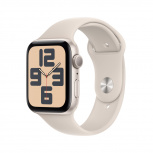 Apple Watch SE 2 GPS, Caja de Aluminio Color Blanco Estelar de 44mm, Correa Deportiva M/L Color Blanco Estelar