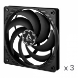 Ventilador Arctic Cooling P12 Slim PWM PST, 3x 120mm, 2100RPM, Negro image