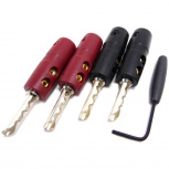 AudioQuest Conector Tipo Banana para Audio, Negro/Rojo, 4 Piezas - incluye Llave de Instalación