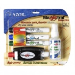 Azor Kit para Pizarrón Blanco incluye 4 Marcadores Magistral, Borrador y Limpiapizarrón