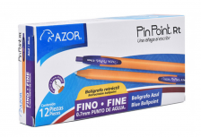 Azor Bolígrafo Retráctil Pin Point RT, Punto Fino 0.7mm, Azul, 12 Piezas