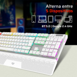 Teclado Gamer Balam Rush Dominate Expert GK979I LED RGB, Teclado Mecánico, Outemu Red, Inalámbrico, RF Inalámbrico/Bluetooth, Blanco, Español image