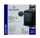 Regulador Barracuda AVR-1300, 700W, 1300VA, Entrada 120-140V, 8 Contactos, 2x USB