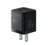 Baseus Cargador de Pared P1011160B113-00, 30W, 20V, 1 x USB-A 1 x USB-C