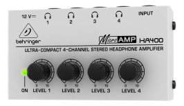 Behringer Amplificador para Audífonos HA400, 6.3mm, 100.000 Ohms, Negro/Gris