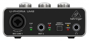 Behringer Interfaz de Audio U-Phoria UM2, Salida L,R x2, Negro
