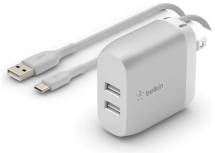Belkin Cargador de Pared F8J268-05-SLV, 24W, 2 x USB-A