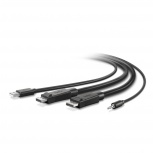 Belkin Cable 2x DisplayPort + USB A + 3.5mm Macho - 2x DisplayPort + USB A + 3.5mm Macho, 3 Metros, Negro