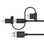 Belkin Cable USB A Macho - Micro USB B Macho/Lightning Macho, 1.2 Metros, Negro