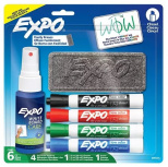 Berol Marcadores y Borrador para Pizarrón Expo, Multicolor, 6 Piezas