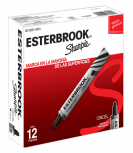 Berol Marcador Permanente Esterbrook, Punta de Cincel, Negro, 12 Piezas