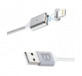 Blackpcs Cable de Carga Lightning Macho Magnético - USB A Macho, 1 Metro, Plata, para iPod/iPhone/iPad