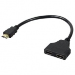 BRobotix Cable HDMI 1.4 Macho - 2x HDMI 1.4 Hembra, 1080p, 30cm, Negro