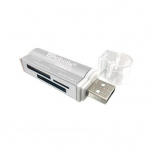 BRobotix Lector de Memoria 180420P, MS Duo/MicroSD/SD, USB 2.0, Plata