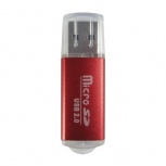 BRobotix Lector de Memoria 345673R, para MicroSD, USB 2.0, Rojo