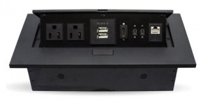 BRobotix Caja para Mesa 406405, USB-C, HDMI, RJ-45, Negro