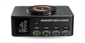 BRobotix Cargador de Pared 406467, 140W, 20V, 4 x USB-A 4 x USB-C