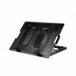 BRobotix Base Enfriadora Ajustable + Hub USB, con 1 Ventilador de 1400RPM, Negro