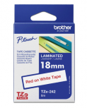 Brother Cinta TZE242G Rojo sobre Blanco, Transferencia Térmica, 18 mm x 8 Metros, 1 Pieza