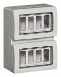 Bticino Caja de Pared para Intemperie 25508V, 8 Puerto, Gris