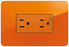 Bticino Tomacorriente J4028IGNOQ, 2 Enchufes, 125V, 15A, Naranja