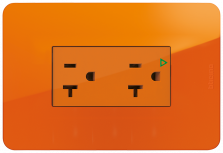 Bticino Tomacorriente J4029IGNOQ, 2 Enchufes, 125V, 20A, Naranja
