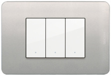 Bticino Placa de Aluminio para Pared JA4803AAQ, 3 Puertos, Natural