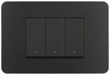 Bticino Placa Ciega de Pared JA4803JBQ, 3 Puertos, Negro - incluye Chasis