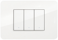 Bticino Placa de Pared JA4803JWQ, 3 Puertos, Blanco