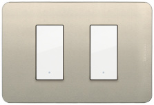 Bticino Placa de Aluminio para Pared JA4803M2APQ, 2 Puertos, Perla