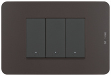 Bticino Placa Ciega de Pared JA4803TCQ, 3 Puertos, Café - incluye Chasis
