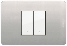 Bticino Placa de Pared JA4819AAQ, 2 Puertos, Aluminio Natural