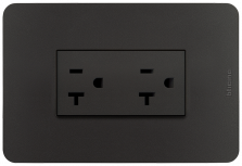 Bticino Tomacorriente JB4029GCQ, 2 Enchufes, 125V, 20A, Negro