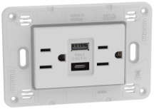 Bticino Tomacorriente JW4188ACQ, 2 Enchufes, 125V, 15A, Blanco