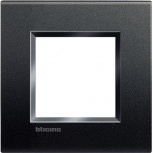 Bticino Placa de Pared LNA4802AR, 2 Puertos, Negro