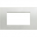 Bticino Placa Rectangular de Pared LNA4804AG, 3 Puertos, Plata