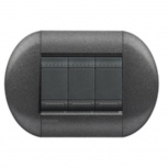 Bticino Placa de Pared LNB4803GF, 3 Puertos, Grafito