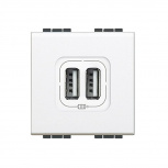 Bticino Tomacorriente N4285C2, 2x USB-A, 127/220 V, 15A, Blanco
