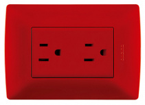 Bticino Tomacorriente QZ5115DR, 2 Enchufes, 127 - 250V, 15A, Rojo