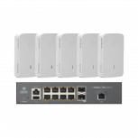 Kit Switch Cambium Networks Gigabit Ethernet MX-EX2010PXA-U, 8 Puertos PoE 10/100/1000Mbps + 2 Puertos SFP, 16.384 Entradas - Administrable ― incluye 5 Access Point PLE425