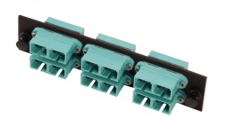CommScope Panel de 6 Adaptadores de Fibra Óptica SC Duplex, Multimodo, OM3/OM4, Aqua/Negro