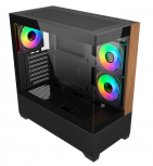 Gabinete Cooler Master Elite 690 Wood, Midi-Tower, ATX/Micro-ATX/Mini-ITX, USB 3.0, sin Fuente, 3 Ventiladores Instalados, Negro - Imagen adicional 1